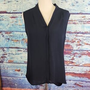 Elie Tahari Black Sleeveless Mandarin Collar Blouse